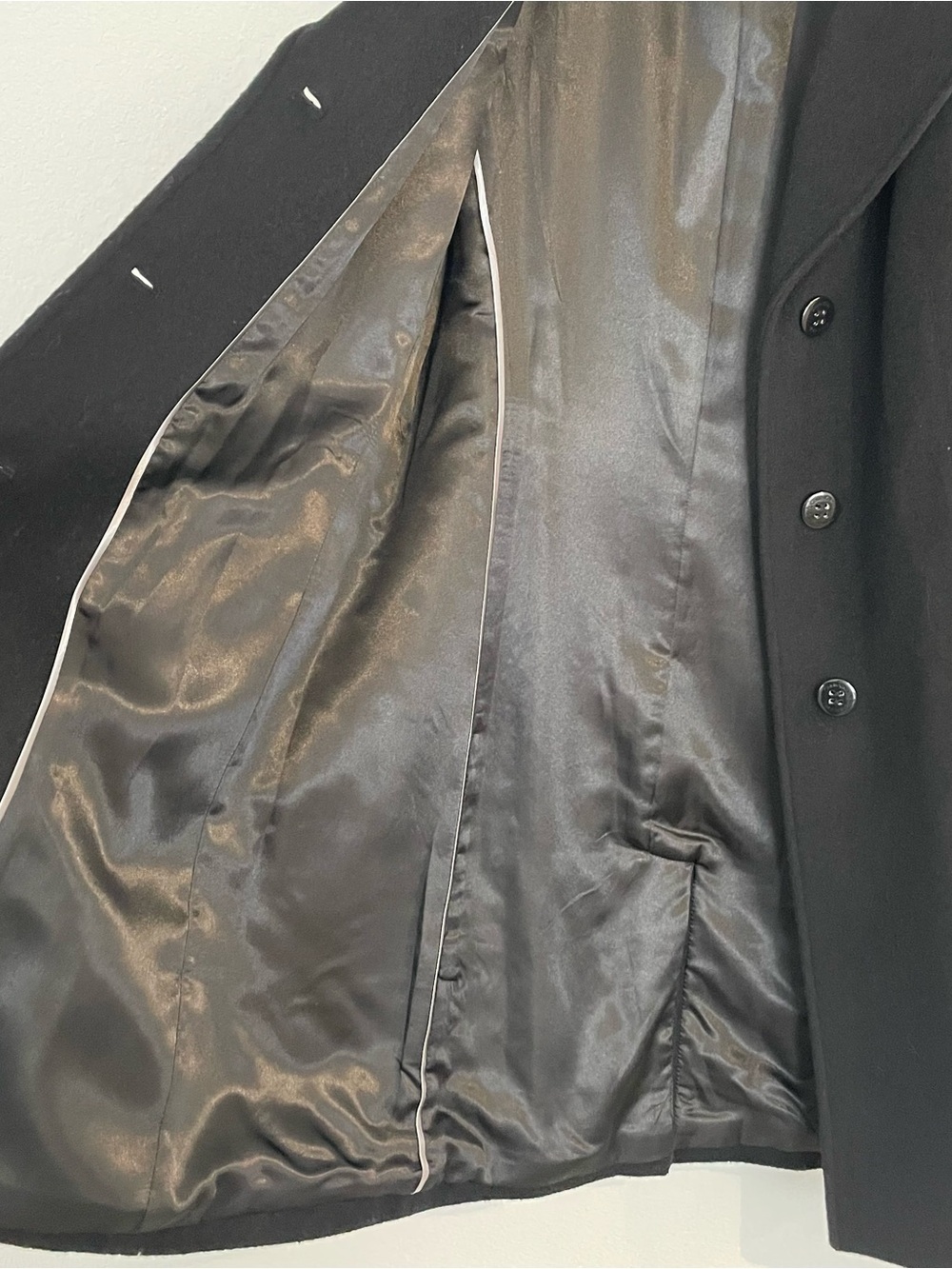Calvin Klein Black Single-Breasted Wool Trench Coat - Picture 10 of 16